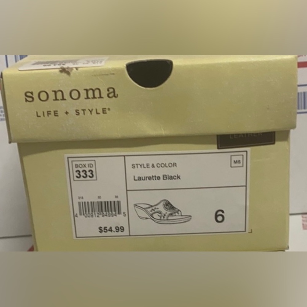 333 New Sonoma laurette black leather sandal slide on heel dress women's shoe 6 - Picture 9 of 9